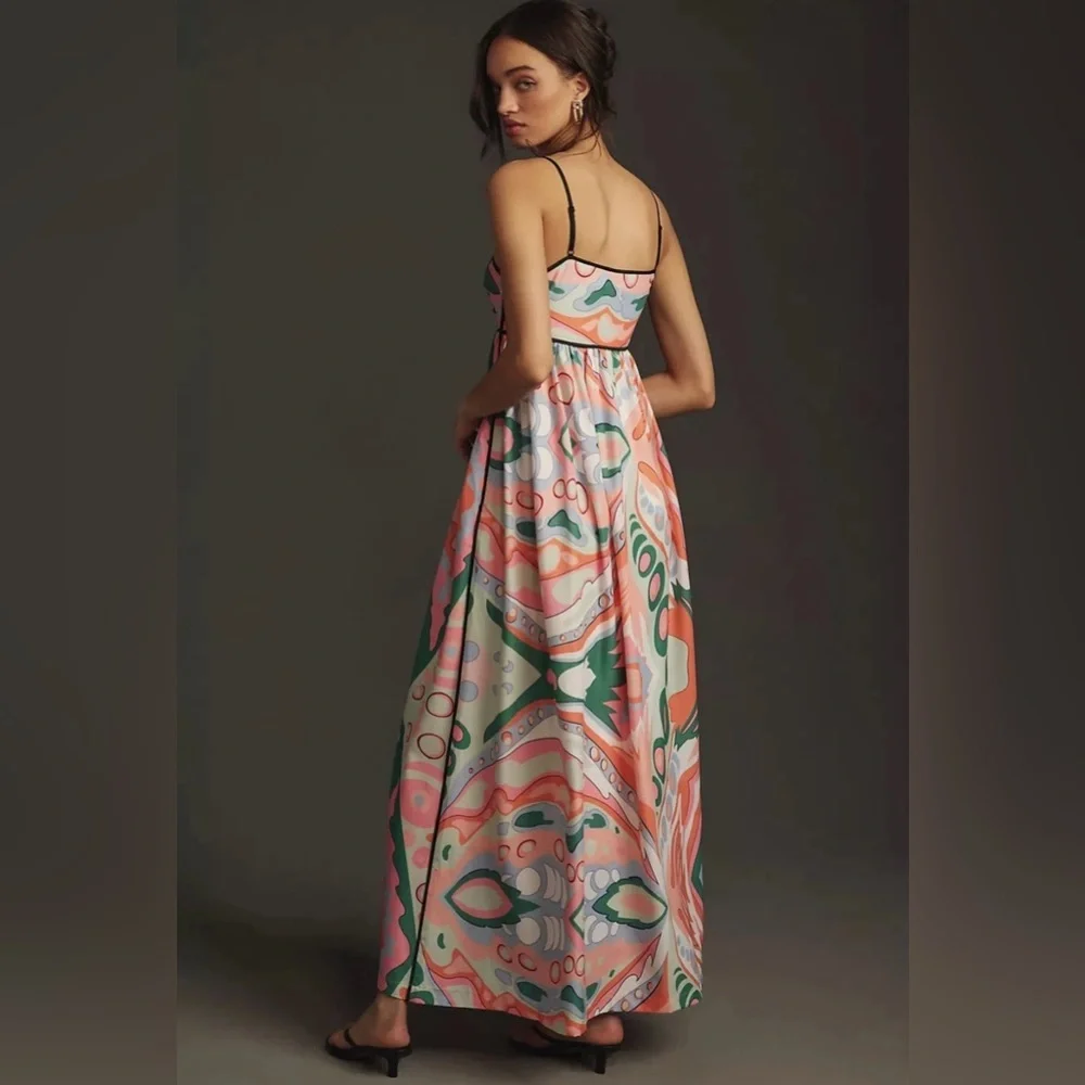 Anthropologie English Factory Sleeveless Babydoll Maxi Dress Sz Med Multicolor - Picture 2 of 11